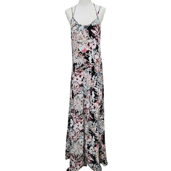 NWOT L'Agence Womens Silky Floral Maxi Dress 2 Strappy Bloom Whimsigoth Cottage - Picture 1 of 9